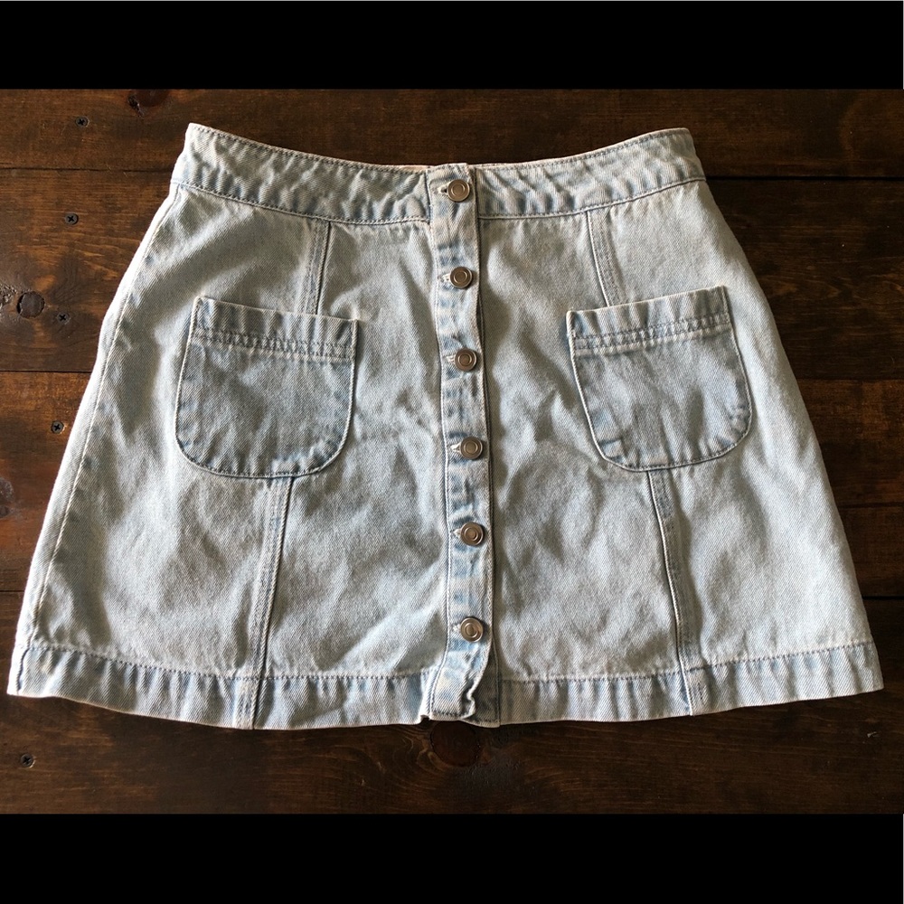 Light Jean Button Up Skirt